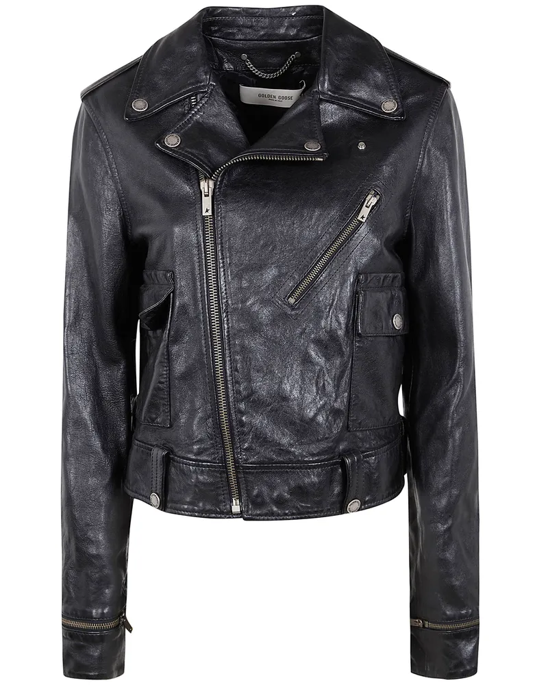 Golden Goose Golden W`S Nevada" New Jacket Chiodo Nappa Waxed Black