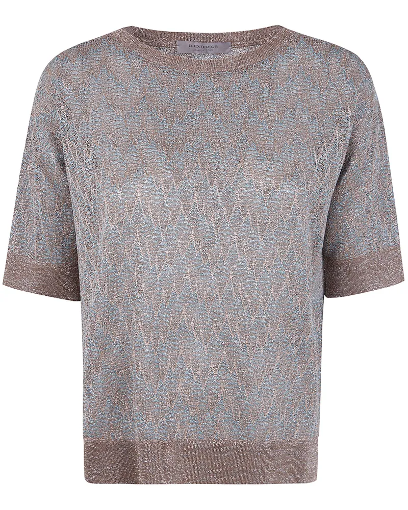 D.EXTERIOR D. EXTERIOR Z-Line Lux Short Sleeves Round Neck Sweater Brown