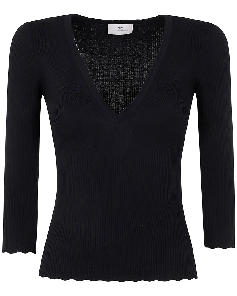 Elisabetta Franchi V Neck Knit Sweater By Elisabetta Franchi Black