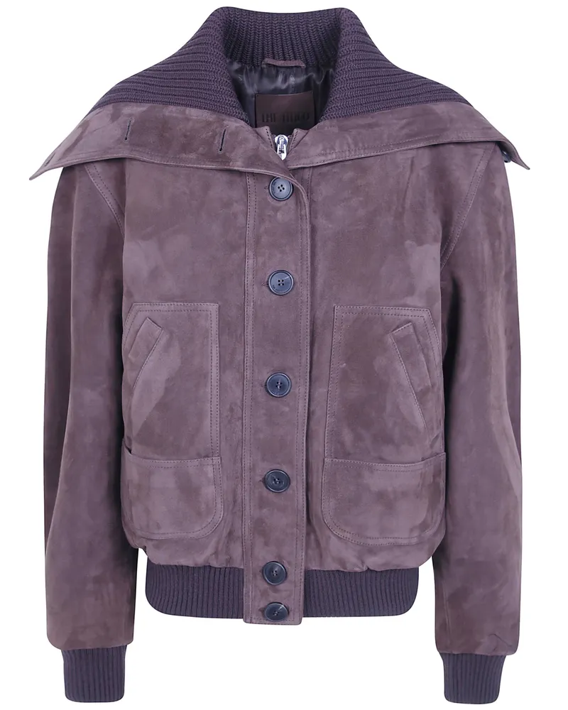 ATTICO Jacket Hooded "Suede Bomber Brown
