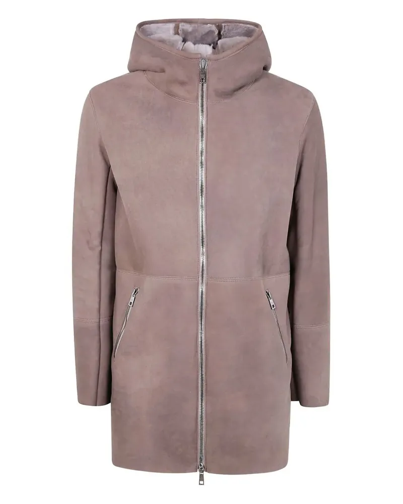 Giorgio Brato Mutton Velour Hooded Jacket Brown