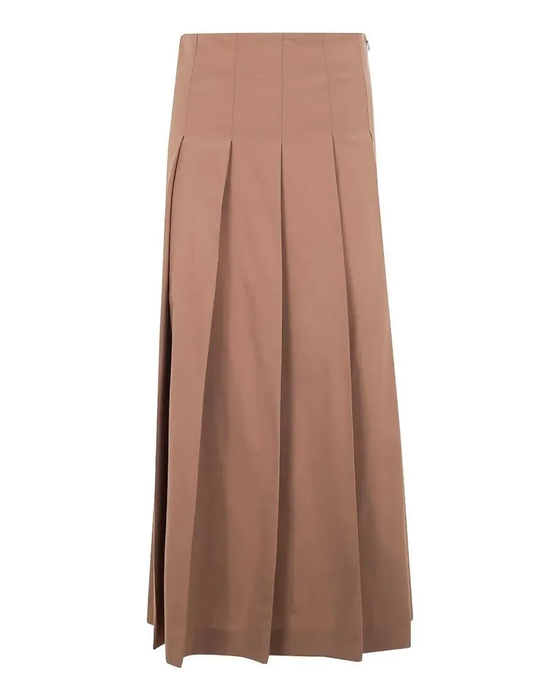 Róhe Pleated Wool Skirt Brown