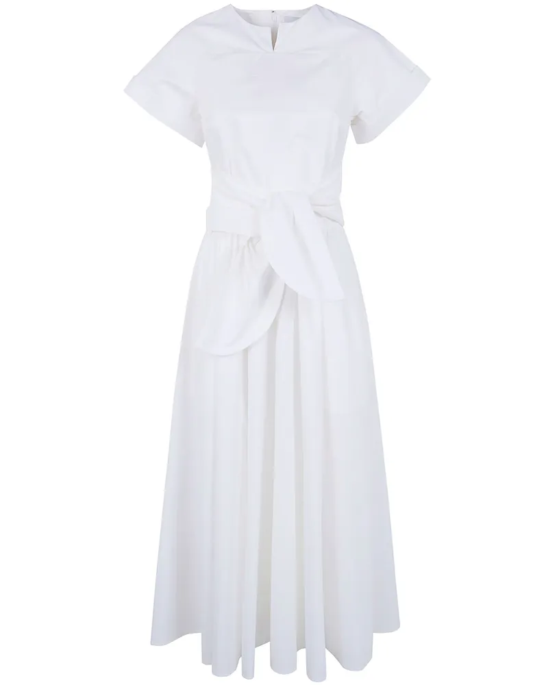 Patou Short Sleeves Midi Knot Dress White