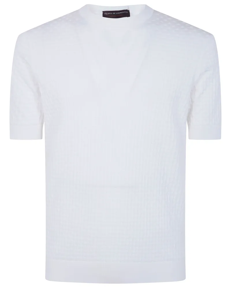 Filippo de Laurentiis Short Sleeves Round Neck Sweater White