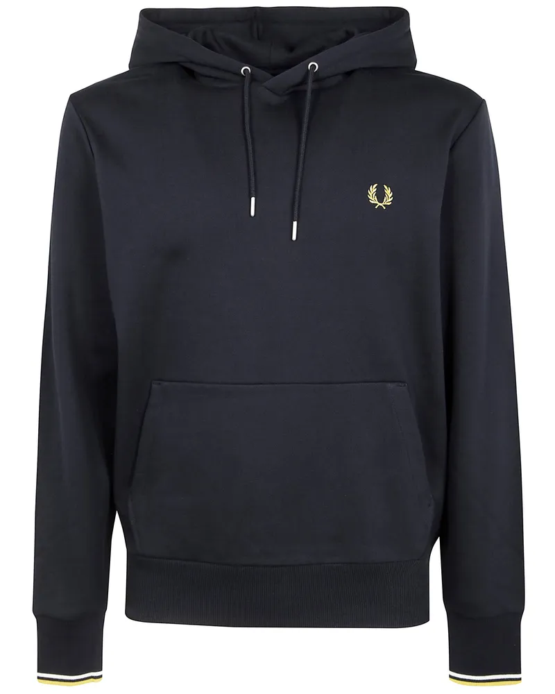 Fred Perry Tipped Hooded Sweatshirt Blue