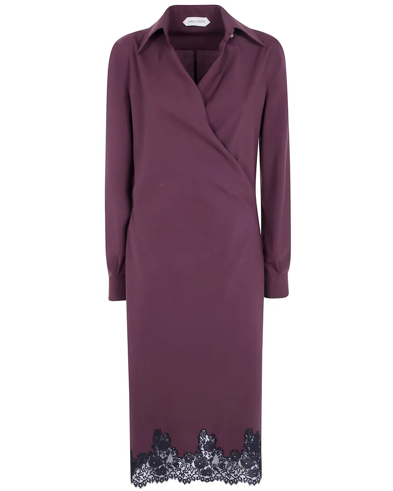 Alberta Ferretti Dress Tropical Wool Midi Red