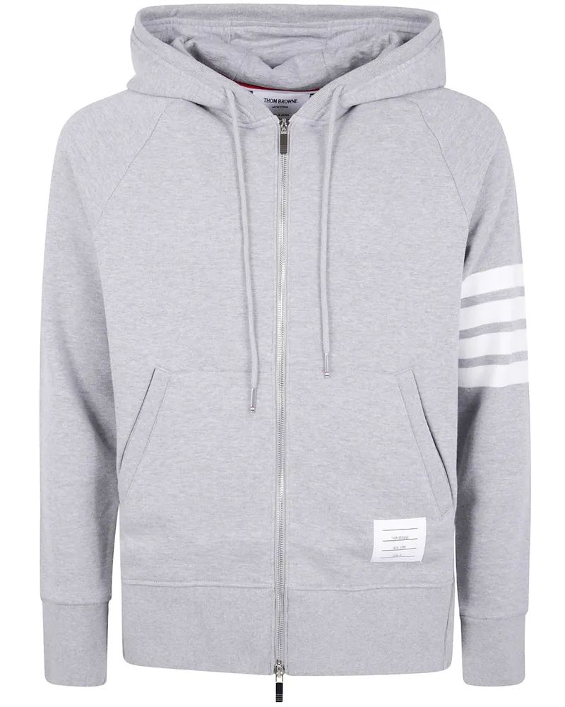 Thom Browne Classic Full Zip Hoodie In Classic Loopback With Engineere Gray