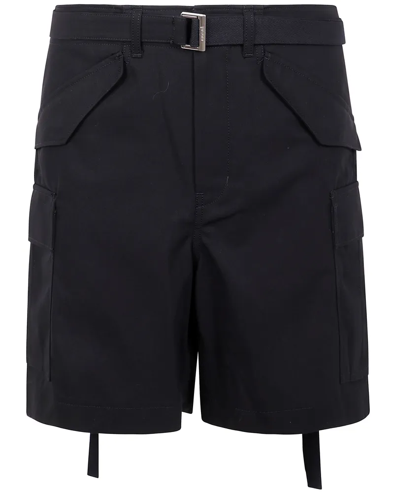 Sacai Cotton Twill Shorts Black