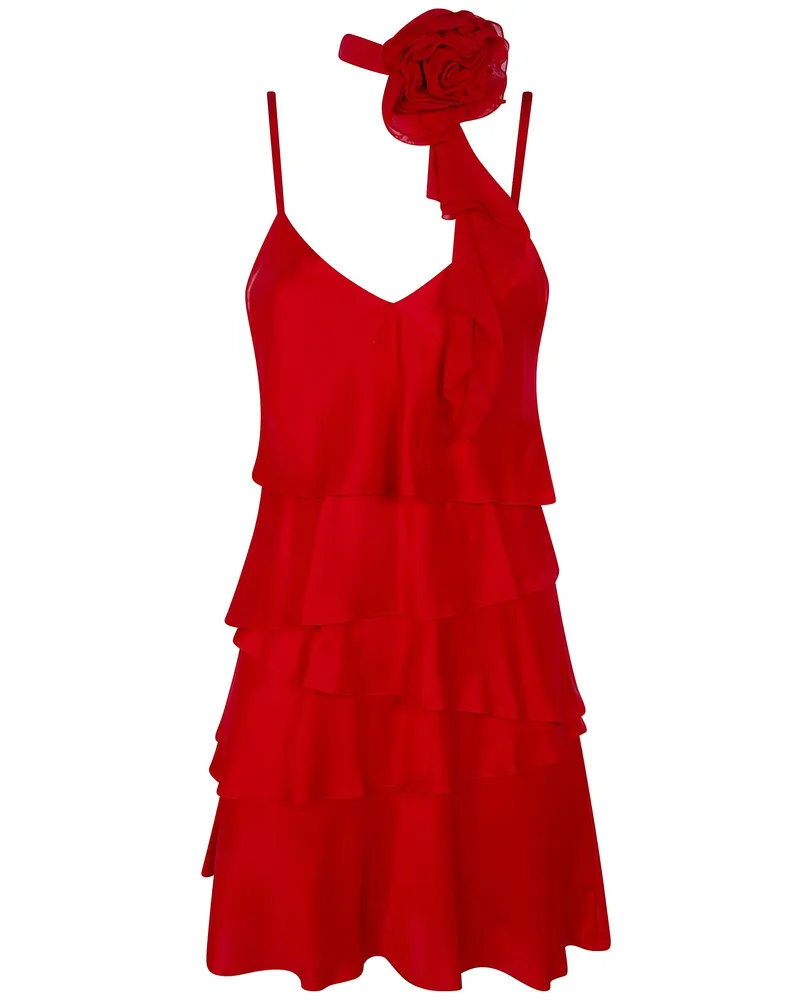 Blumarine Satin Dress With Rouges Pink