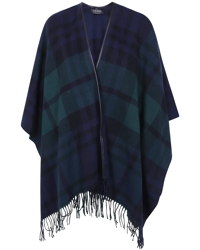 Ralph Lauren Poncho Fringed "Ruana Blue