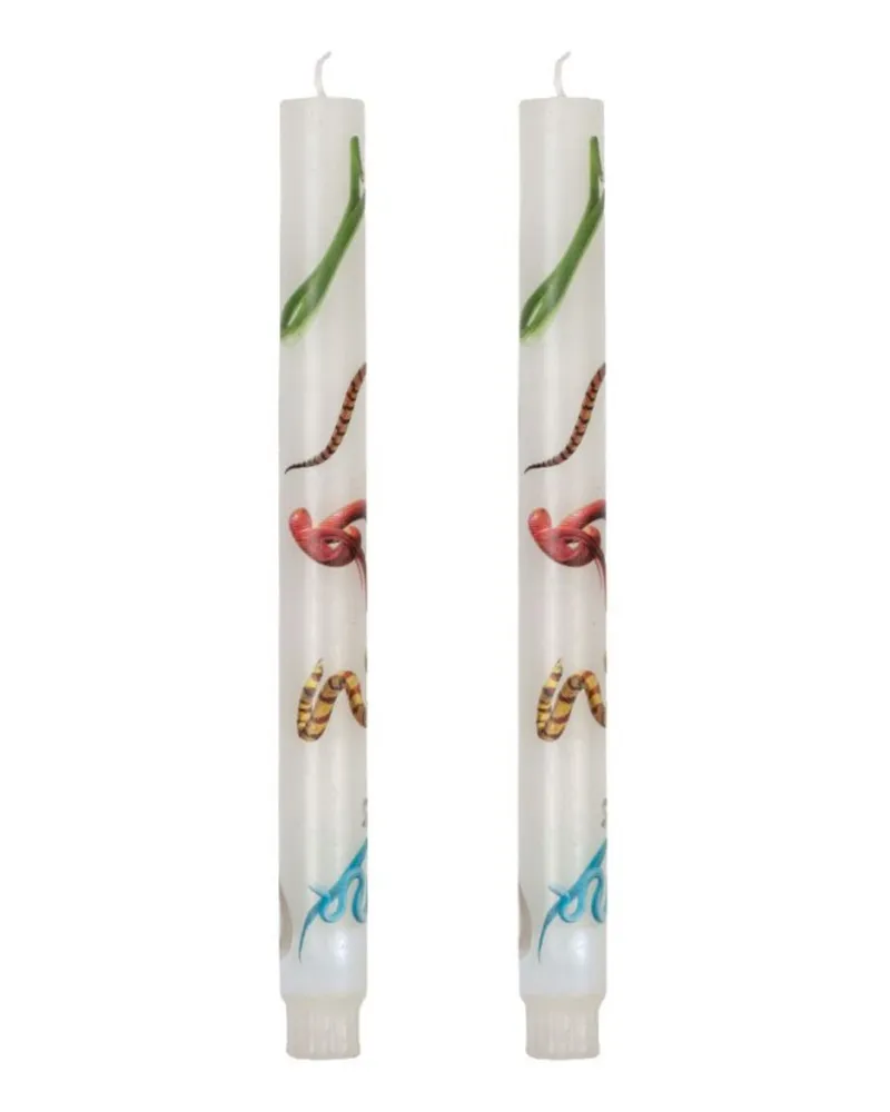 Seletti Toiletpaper Snakes White" Double Set Candels Cm 2.3 X 2.3 H 2 Multi