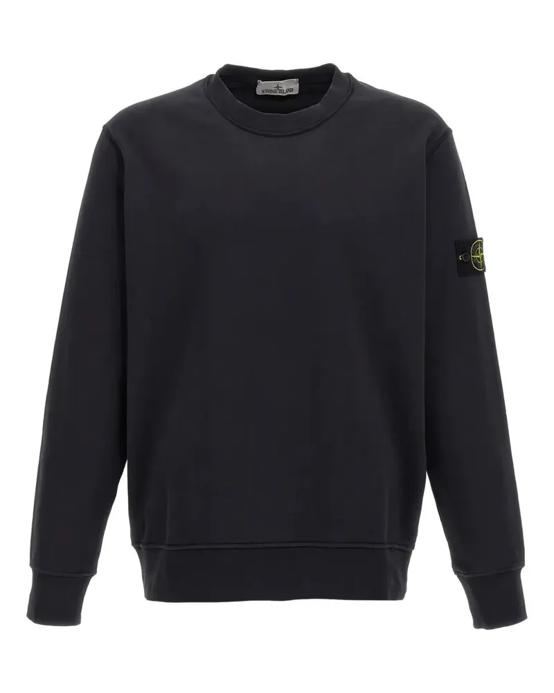 Stone Island Organic Cotton Fleece Garment Dyed Sweatshirt Black