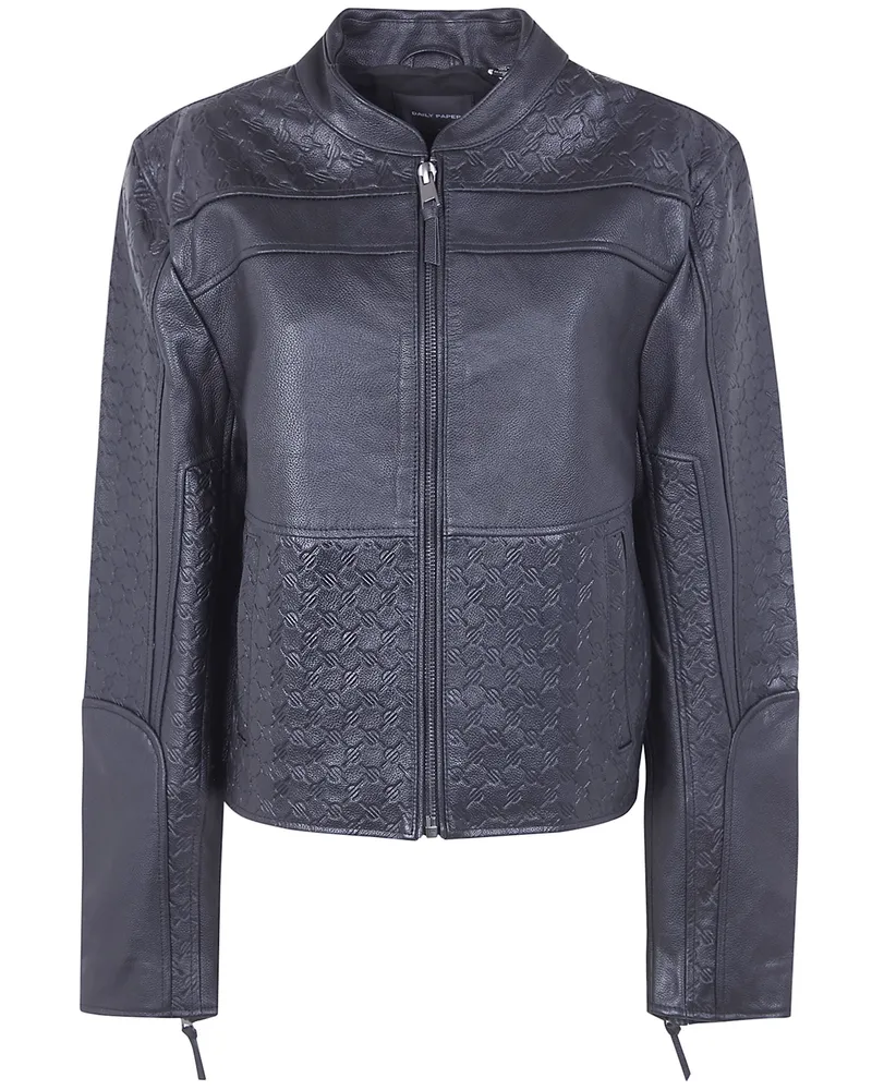 Daily Paper Structured" Leather Jacket Black