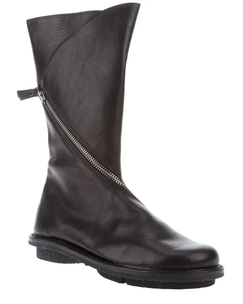 TRIPPEN Asymetrical Zip Boots Black