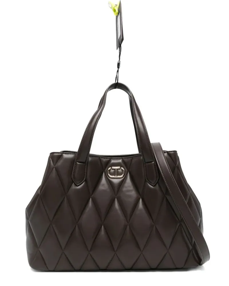 Twin-Set Lighty Padded Tote Bag Brown