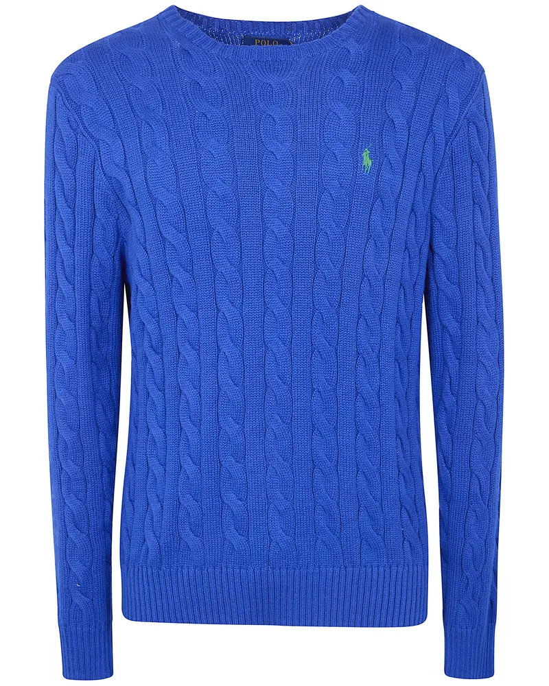 Ralph Lauren Long Sleeves Round Neck Rib Sweater Blue
