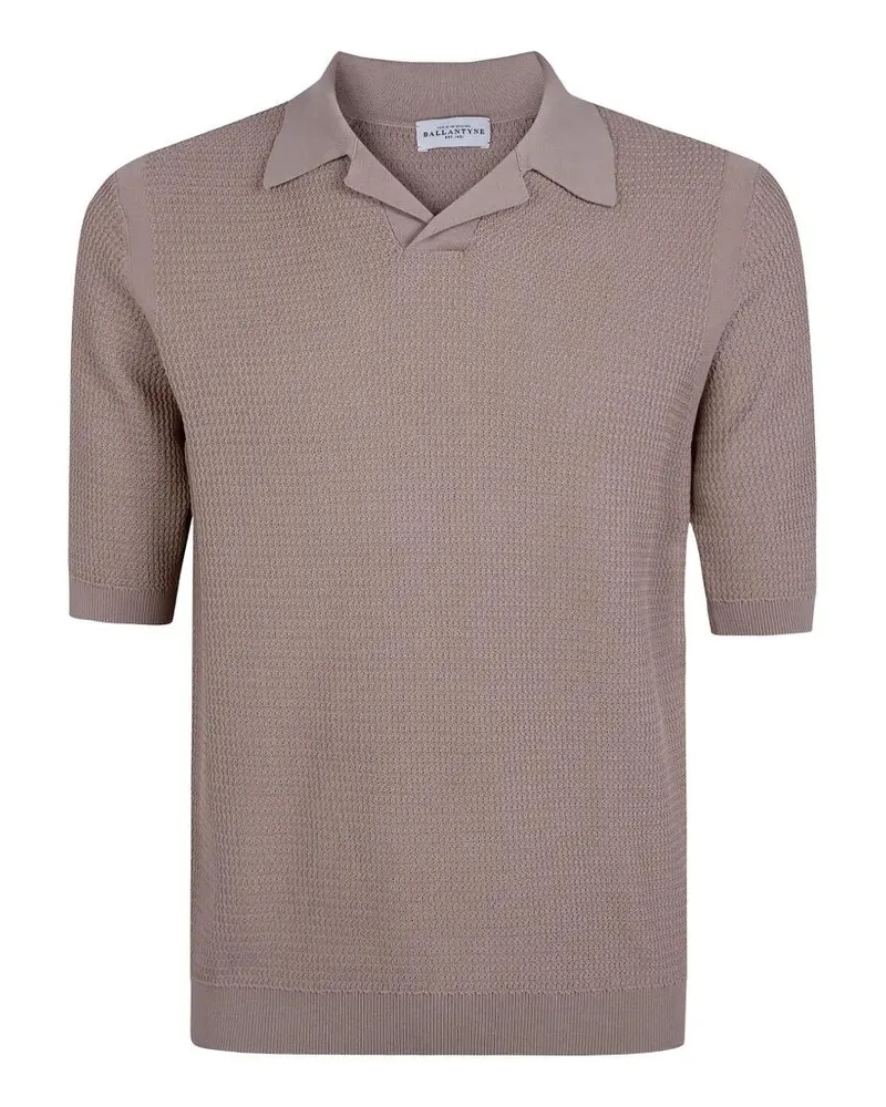 Ballantyne Riso Stitch Polo Shirt Beige