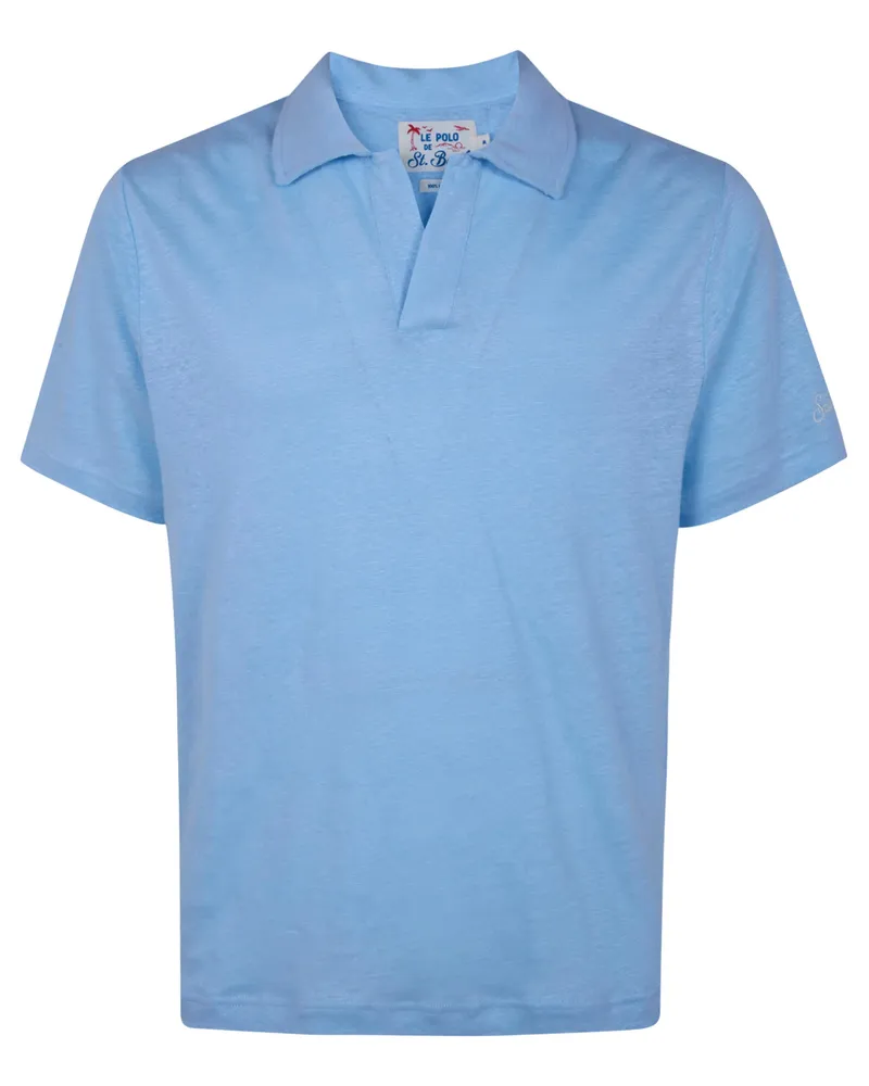 MC2 Saint Barth Linen Polo Shirt Blue