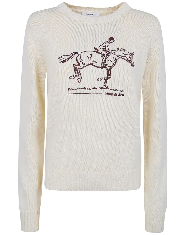 SPORTY & RICH Horse" Knitted Sweater Beige