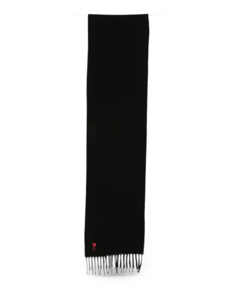 AMI Paris Scarf Wool Black "Quota Ami De Coeur Black