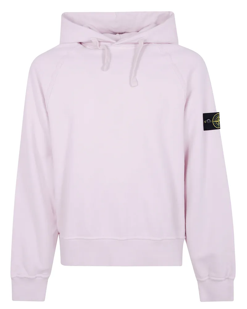 Stone Island Brushed Organic Cotton Fleece Garment Dyed Hoodie Sweater Pink