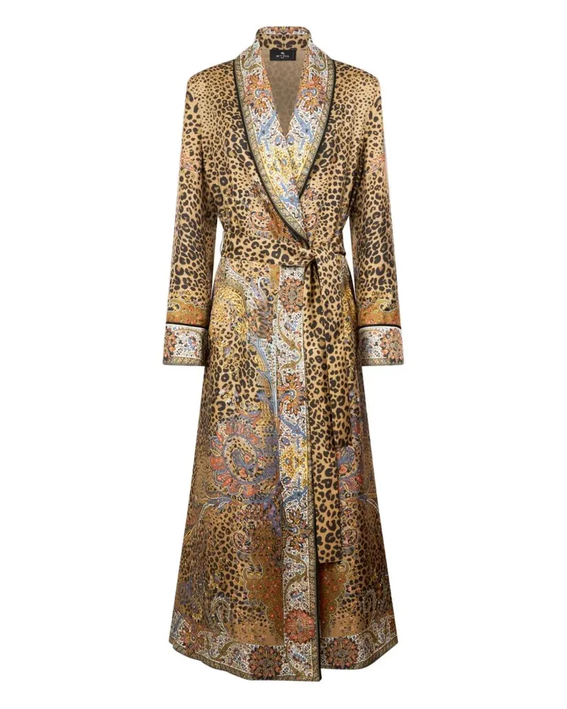 Etro Printed Doublebreasted Midi Dress Brown