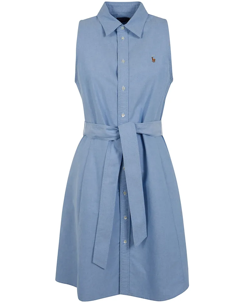 Ralph Lauren Woven Sleevesless Mini Shirt Dress Blue
