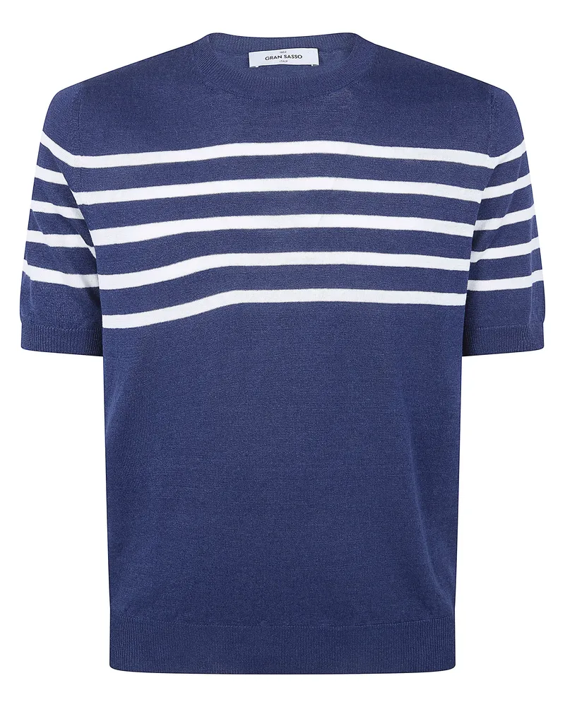 Gran Sasso Short Sleeves Half Turtleneck Blue