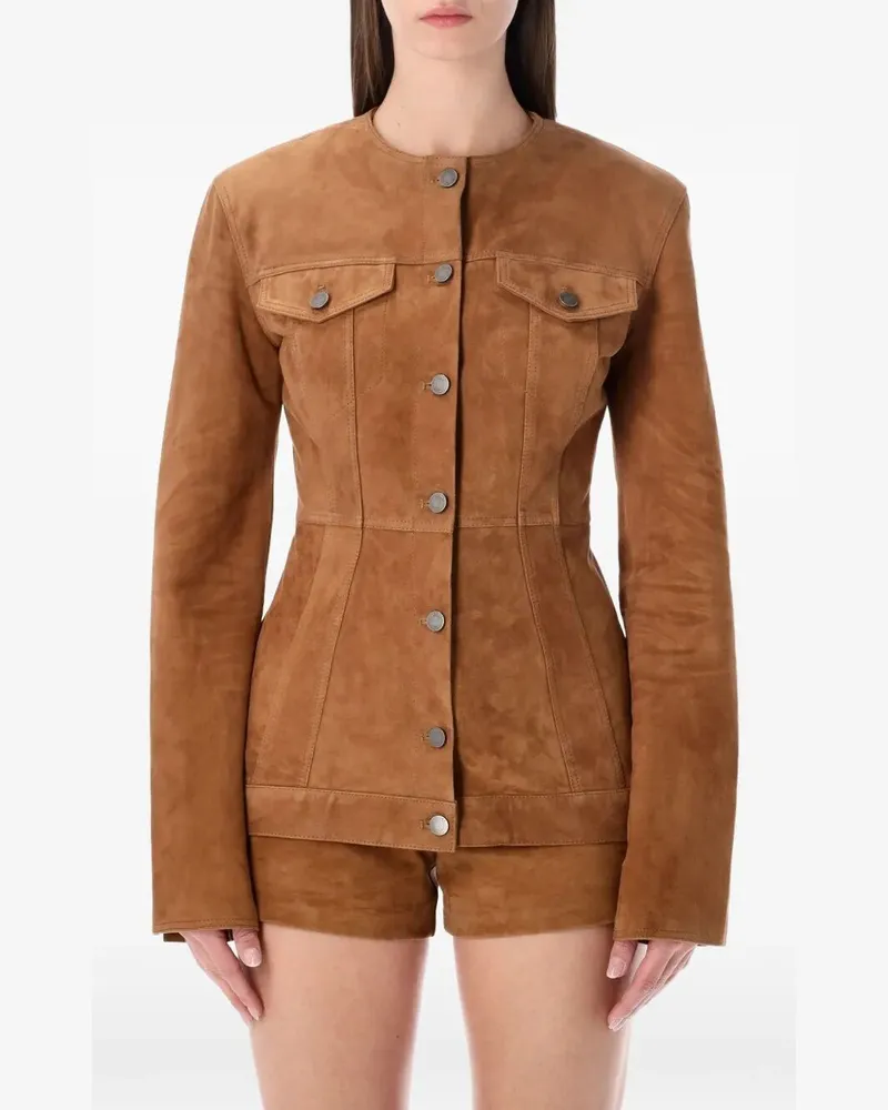 Haikure Temple Suede" Palazzo Leg Trousers Brown