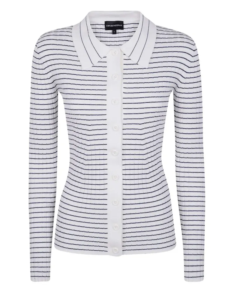 Emporio Armani Striped Cardigan White