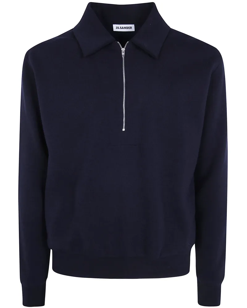 Jil Sander Sweatshirt Crew Neck Long Sleeves 'Embroidered Blue