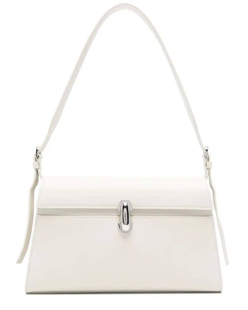 SAVETTE Symmetry Shoulder Bag In Smooth Calf Leather White