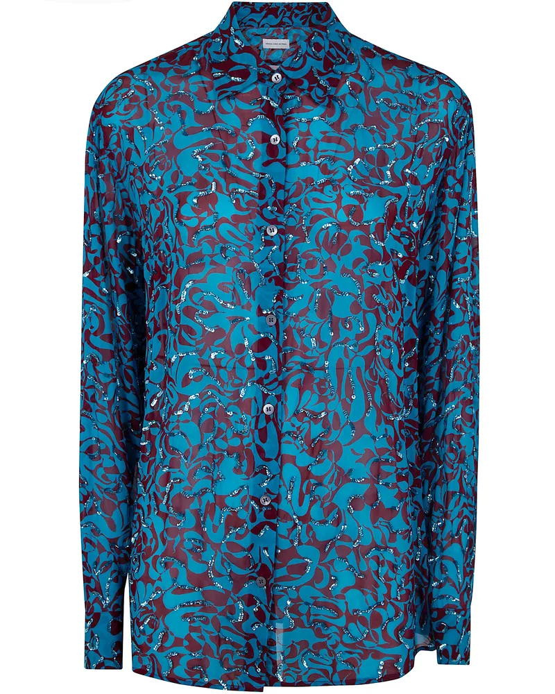 Dries van Noten Clavelly" Embroidered Shirt Blue