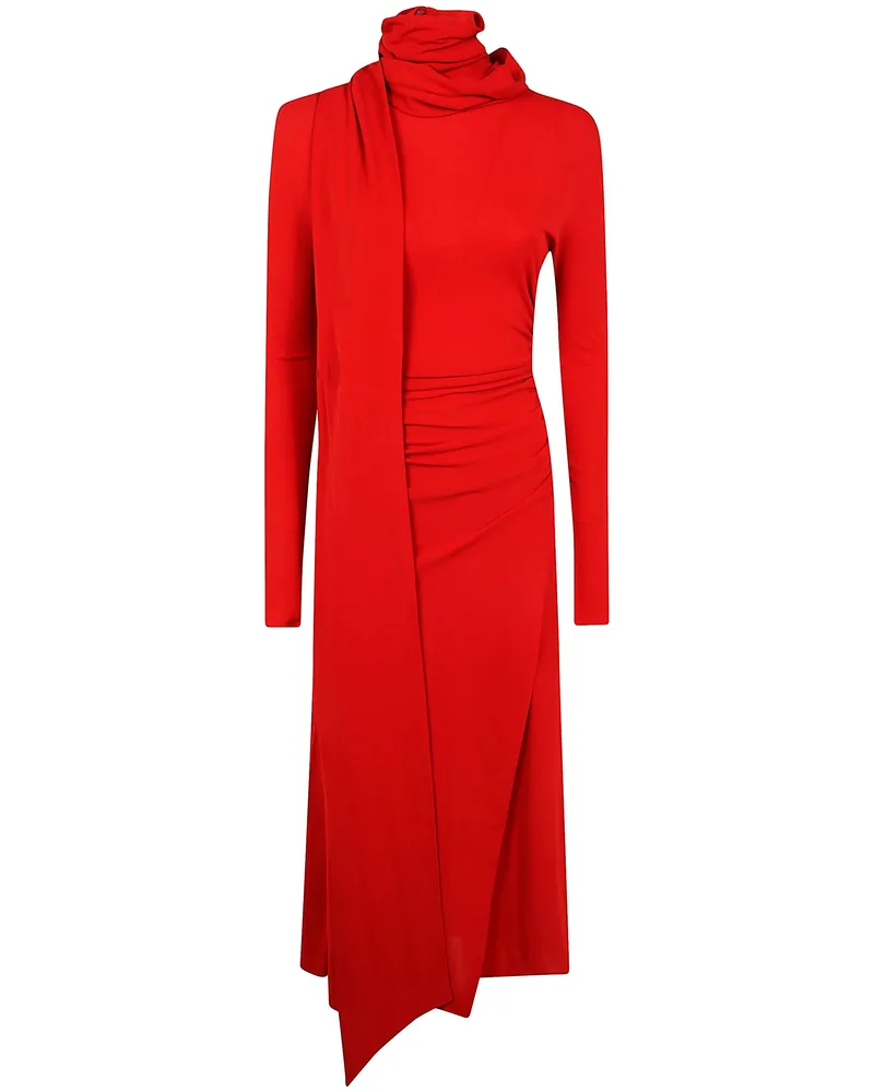 Blumarine Turtle Neck Jersey Dress Red