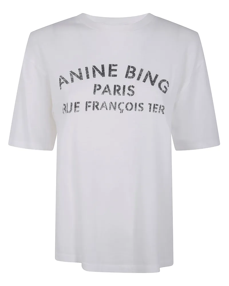 Anine Bing Cohen Tee Paris Stencil" T-Shirt White