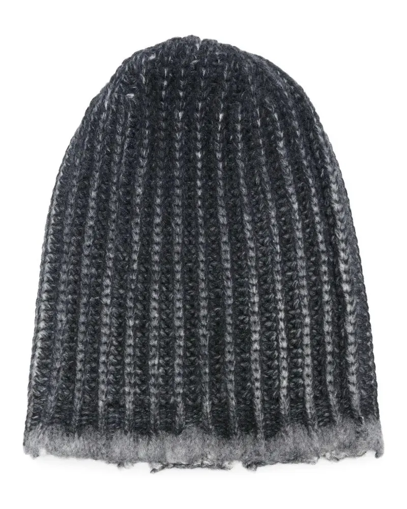 Avant Toi Hand Painted Corn Cob Stitch Hat With Destroyed Effect Blue