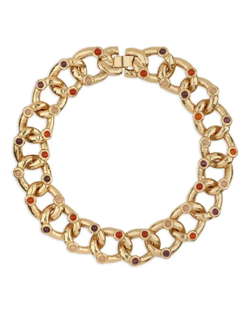 Gas Bijoux Mitsi" Gold Plated And Cabochons Necklace Metallic