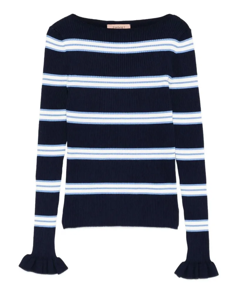 Twin-Set Boat Neck Stripes Sweater Blue