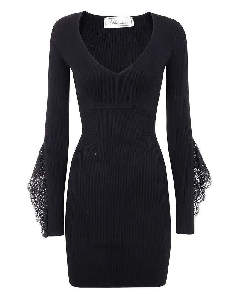Blumarine Knit Insert Lace Dress Black