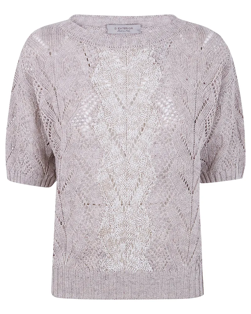 D.EXTERIOR D. EXTERIOR Braids Linen Crystals Round Neck Sweater Brown