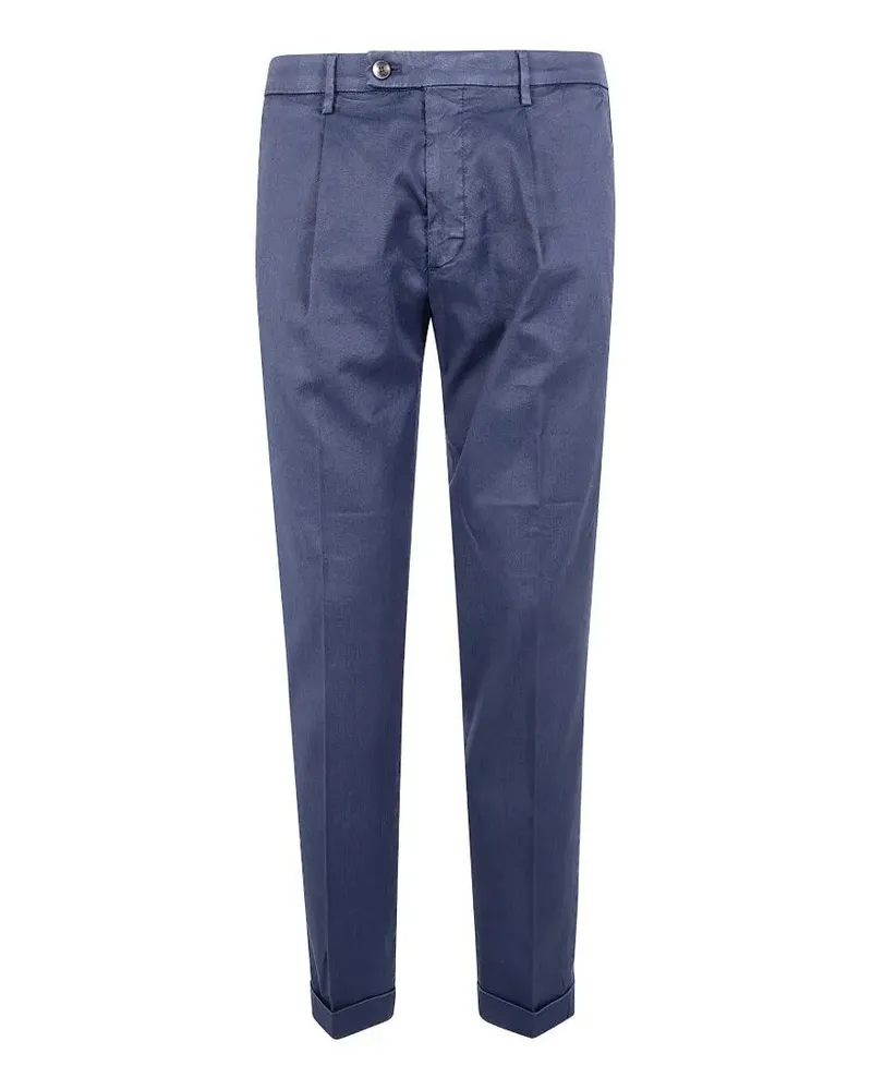 MICHAEL COAL Linen Classic Trousers Blue