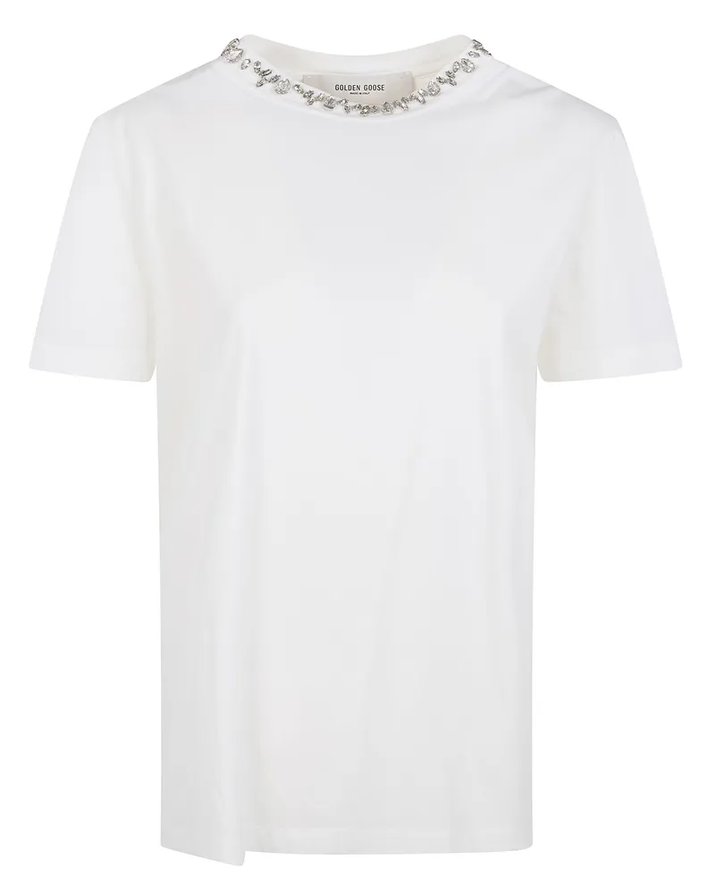 Golden Goose Golden W`S" Regular T-Shirt Distressed Cotton Jersey Wit White