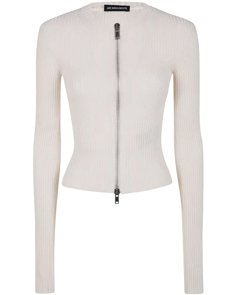 Ann Demeulemeester Terna Cropped Zipped Cardigan Cotton White