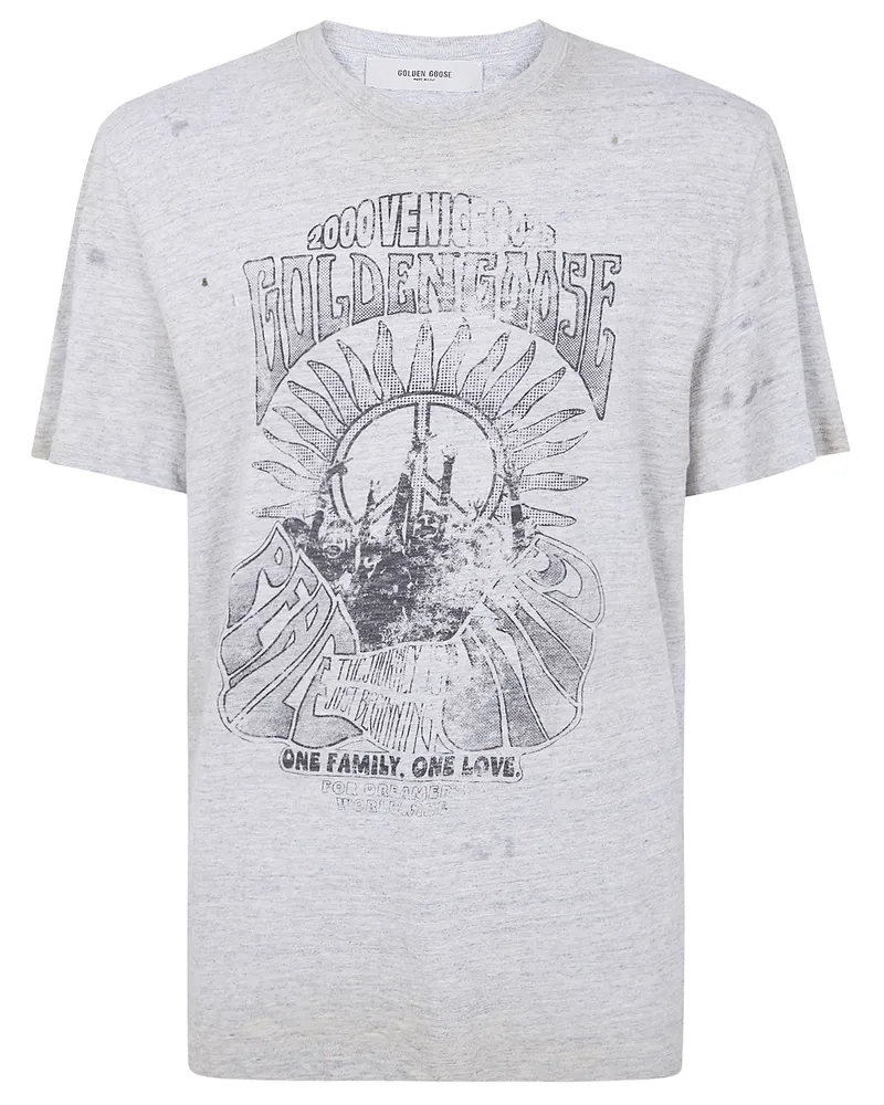 Golden Goose Journey S" T-Shirt Regular Cotton Slub Jersey Vintage Gray