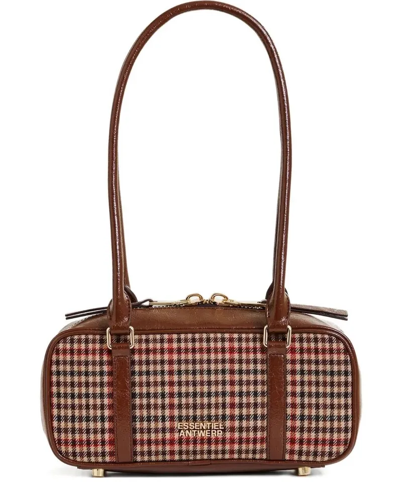 Essentiel Igor' Checkwool Fabric Bag Brown