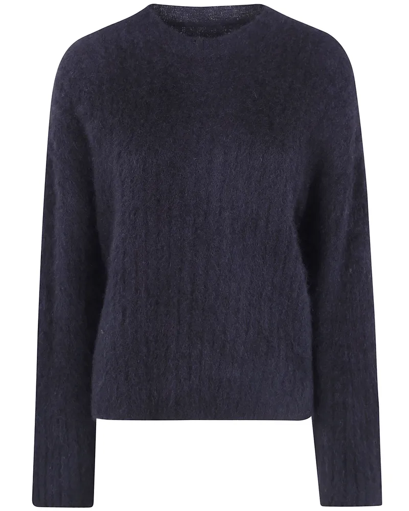 Uma Wang Sweater Fluffy Wool Crewneck Black