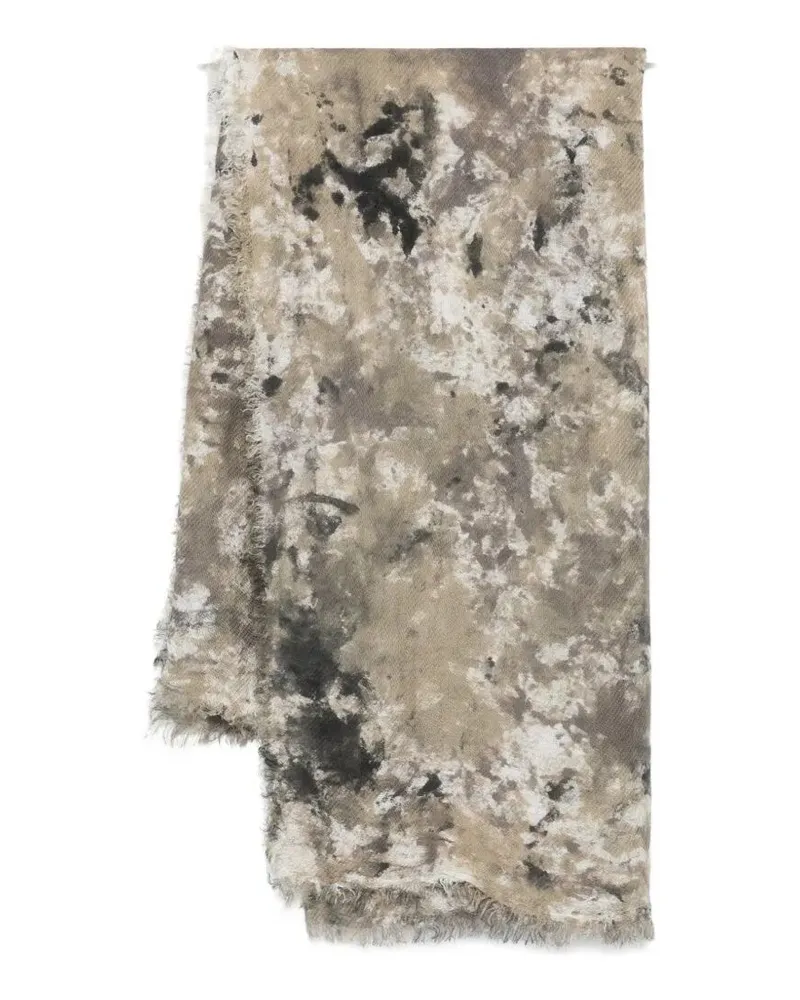 Avant Toi Zola" Camouflage Effect Modal Linen Silk Scarf 130X135 Brown