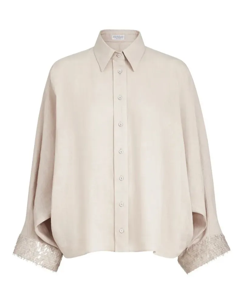 Brunello Cucinelli Trapeze Denim Shirt Gray