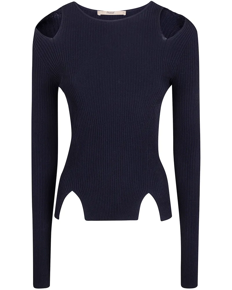 Nuur Cut Out Round Neck Sweater Black