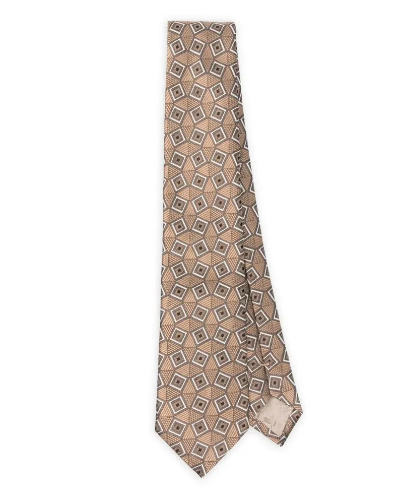Emporio Armani Squared Mix Tie Beige